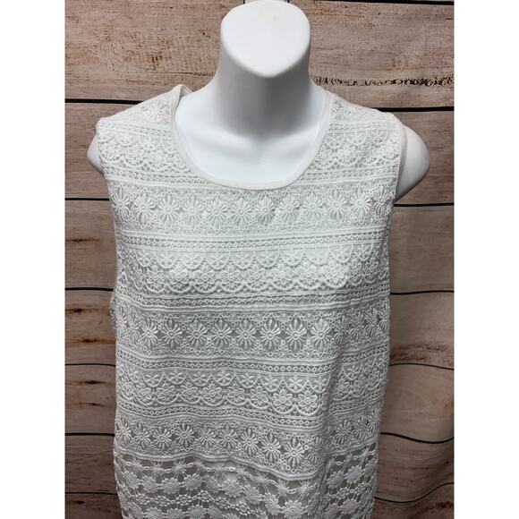 Lapis White Lace Sleeveless Tank Top - Size Small Lace Overlay Shirt - Picture 5 of 11